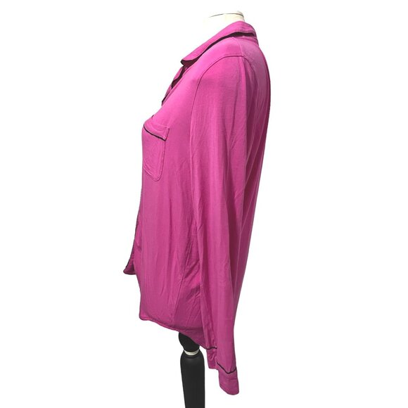 Victoria's Secret Hot Pink Collared Soft Sleep Shirt Sz Small Womens Long Sleeve - Picture 5 of 13